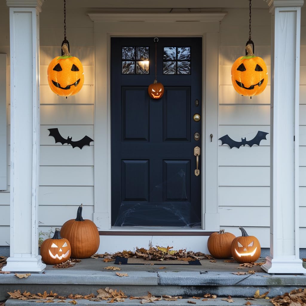 AOGU Pumpkin Porch Light Cover 2PC Halloween Decorations Outdoor Garage Lights Large Fixtures