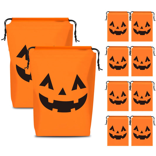 KERINGO 50 Pack Halloween Trick or Treat Party Favors Drawstring Party Favor Bags Translucent frosted Halloween Goodie Bags Gift Packaging Storage for Kids Boys Birthday Supplies 7.08 x 9.84 Inch