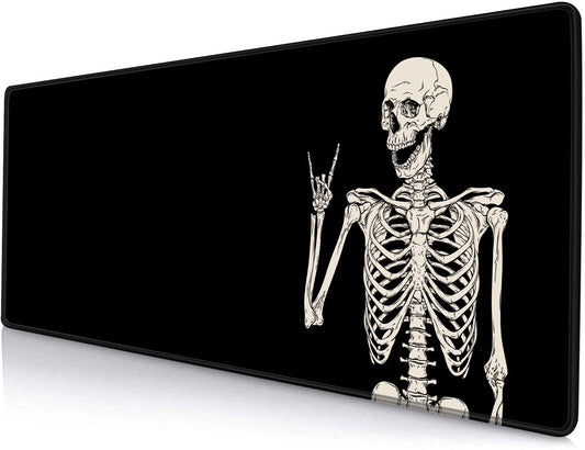 SANWUMIAN Gaming Mouse Pad, Large Mouse Pads for Desk, Non-Slip Rubber Base Mousepad, Keyboard Mouse Mat, Desk Pad with Stitched Edges, 31.5x11.8 inch Black Human Skeleton