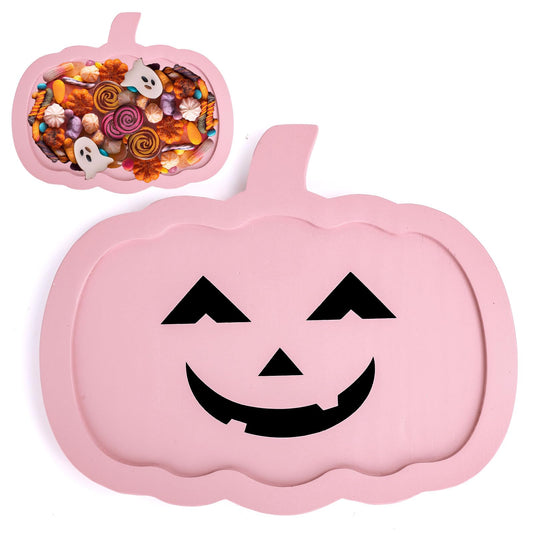 Whaline Halloween Pumpkin Charcuterie Board Pink Pumpkin Wooden Serving Tray Cute Wood Appetizer Board Serving Platter for Home Holiday Party Dinnerware Supplies