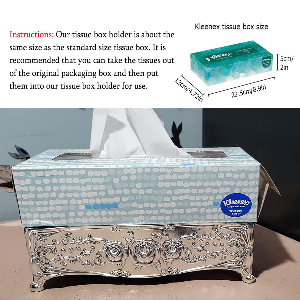 Luxurious Rose Tissue Box Holder, Stylish Bling Acrylic Tissue Box Cover for Bathroom Vanity Countertops, Bedroom Dressers, Night Stands, Desks & Tables (Gold)