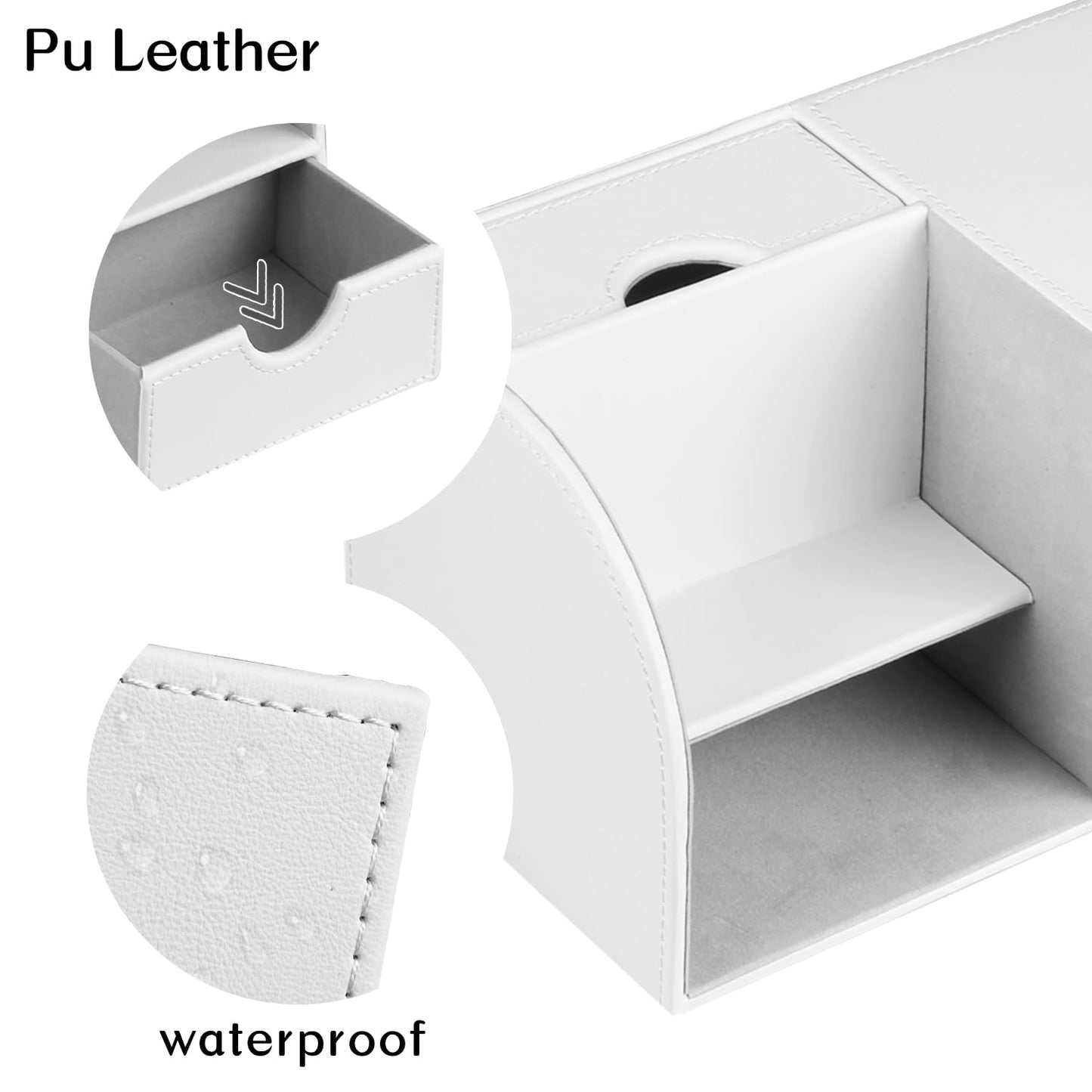 Square Tissue Box Cover with Tray and Organizer, Multi-Functional Decor Cube Tissue Box Holder, Tissue and Remote Control Holder, for Vanity, Nightstand, Bathroom, Home, Office