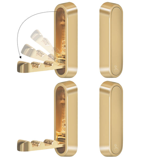 HNCSGJMY 4PCS Foldable Wall Hooks, Heavy Duty Zinc Alloy Flip-Down Coat Hooks with Screw Mount, Holds up to 44 Lbs, Space-Saving Folding Wall Hangers for Bathroom, Closet, Bedroom, Entryway (Gold)