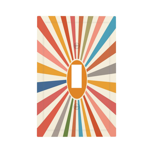 Thsanju Abstract Colorful Sun Retro Geometric Sunrise 1 Gang Boho Light Switch Covers Decorative Single Toggle Wall Plate Switchcover Electrical Switchplate for Bathroom Kitchen Bedroom Decor
