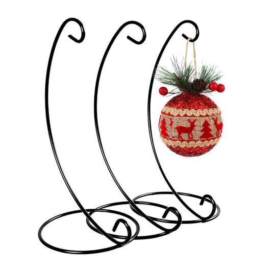 Abom 3 Pack 13in Ornament Display Stand, Air Plant Holder, Terrariums Hanger, Black Iron Hanging Hook for Christmas Halloween Decoration, Glass Crystal Witch Ball, Home Wedding, Party Decor