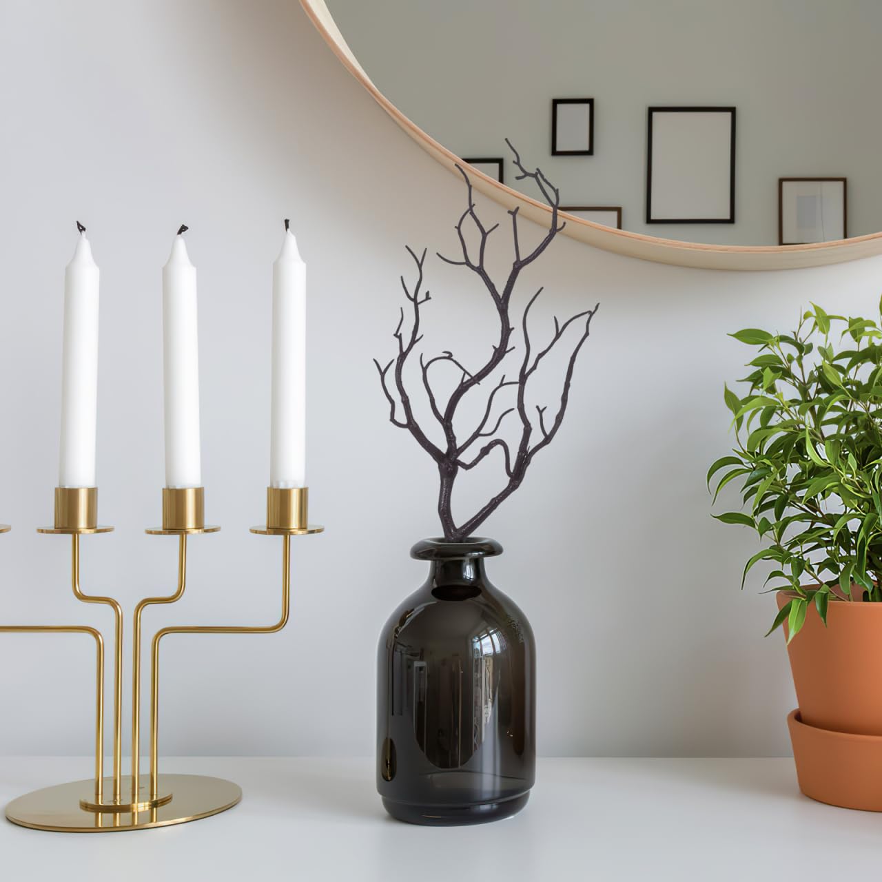 LIFKOME Artificial Antler Dried Tree Branches 13.76'' Art Witch Antler Branch Decorative Plant Twigs Plastic Dry Branches Decor for Wedding Christmas Party Home Supplies Brown 4pcs