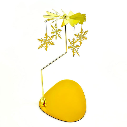 Spinning Candle Carousel Rotary Holder German Rotating Metal Tea Light Holder Chime Candle Spinner for Christmas Gold Snowflake Decor Gifts for Women Sister Mom Hostess Candlestick Table Centerpiece