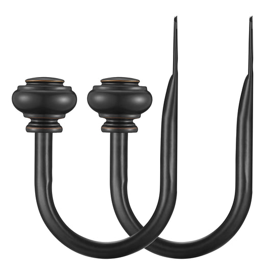 Vimayta Curtain Holdbacks 2pcs, Metal Curtains Tiebacks for Drapes Window Home Decoration, Matte Black