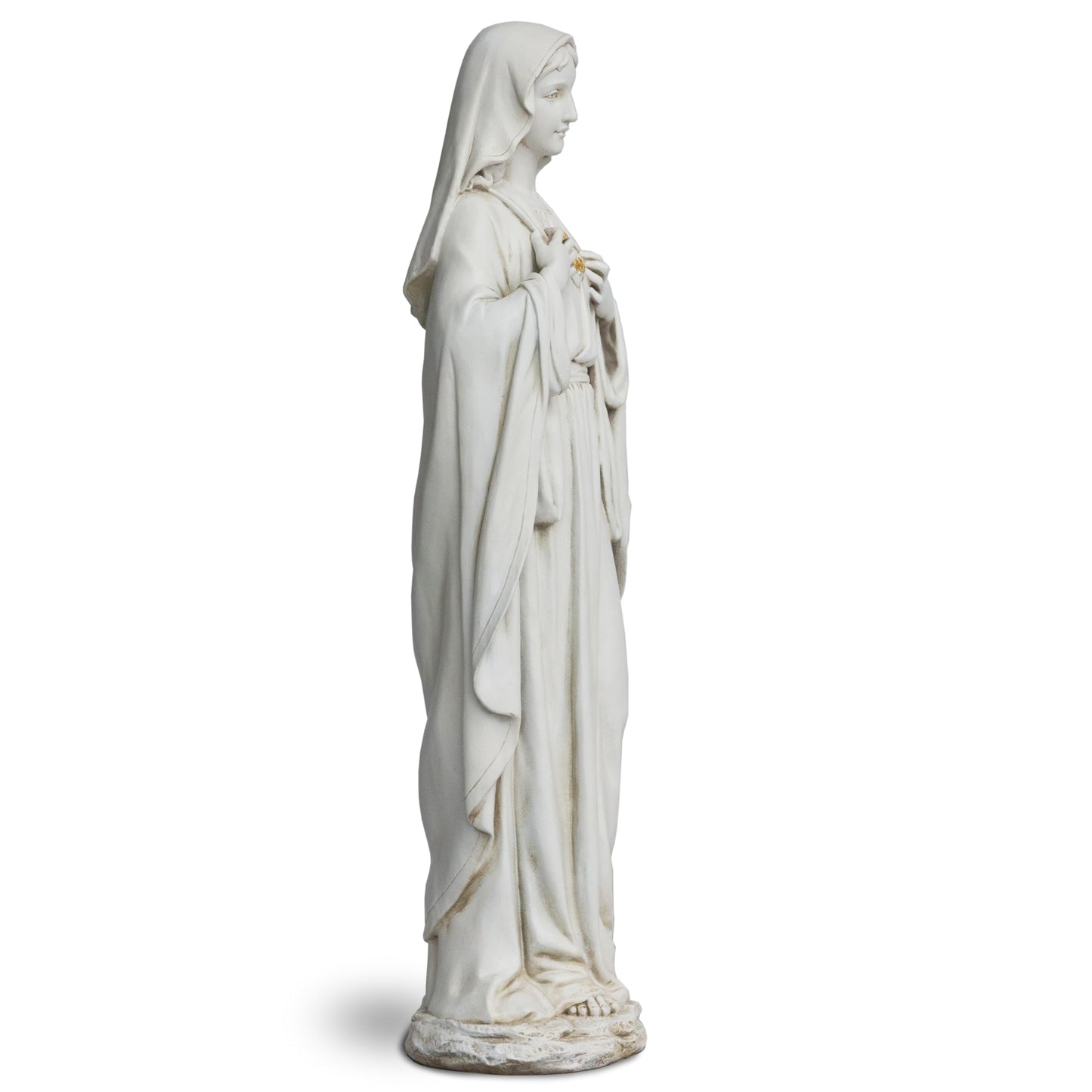 DevotedWalls 20.5" Garden Statue of Virgen Maria, Large Immaculate Heart of Mary Statue for Floor, Elegant White Virgin Mary Figurine for Yard,Symbol of Purity of Mother's Love