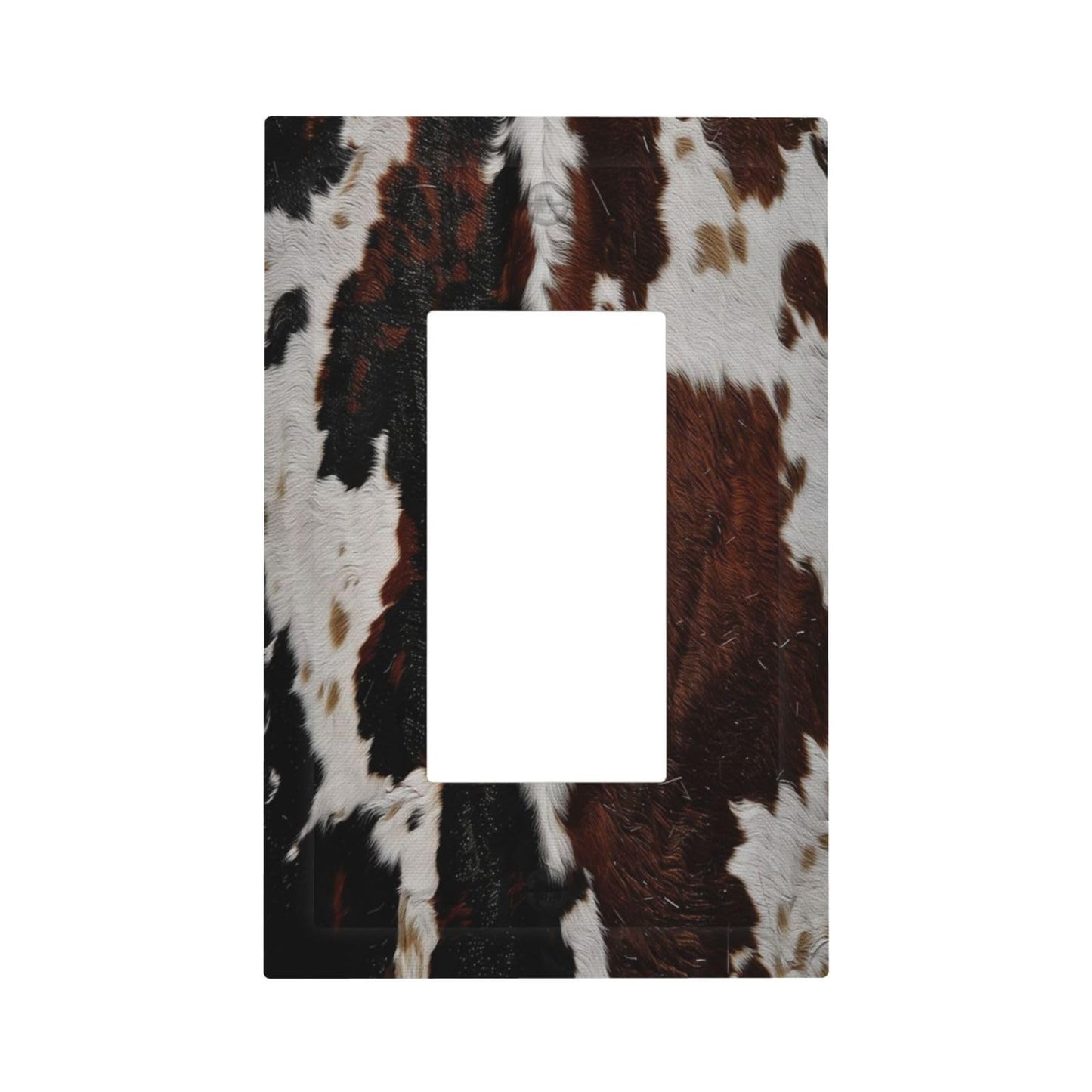 Cowhide Print Abstract Animal Fur Rustic Decorative Outlet Covers 1 Gang Single Rocker Light Switch Cover Plate Wall Plates GFCI Faceplate for Farmhouse Home Decor