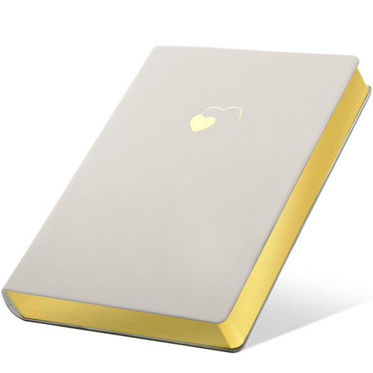 CAGIE Lined Journal Notebook for Women and Girls 256 Pages Cute Diary with Heart-Shaped Leather Journals for Writing A5 Soft Cover Notebooks for Work School (05 Moon Ash, A5)