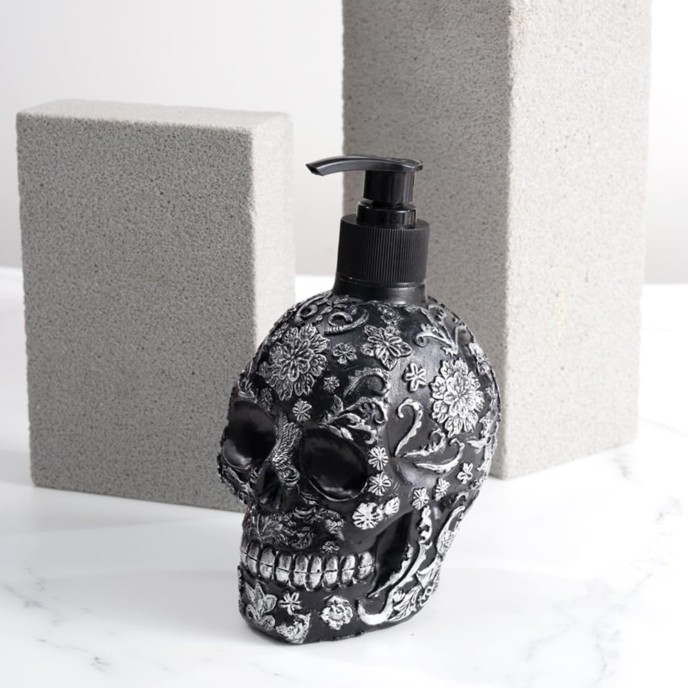 Skull Soap Dispenser with Rust Proof Pump, Refillable Liquid Hand Lotion Bottle for Bathroom, Bedroom and Kitchen（New Upgrade ）.