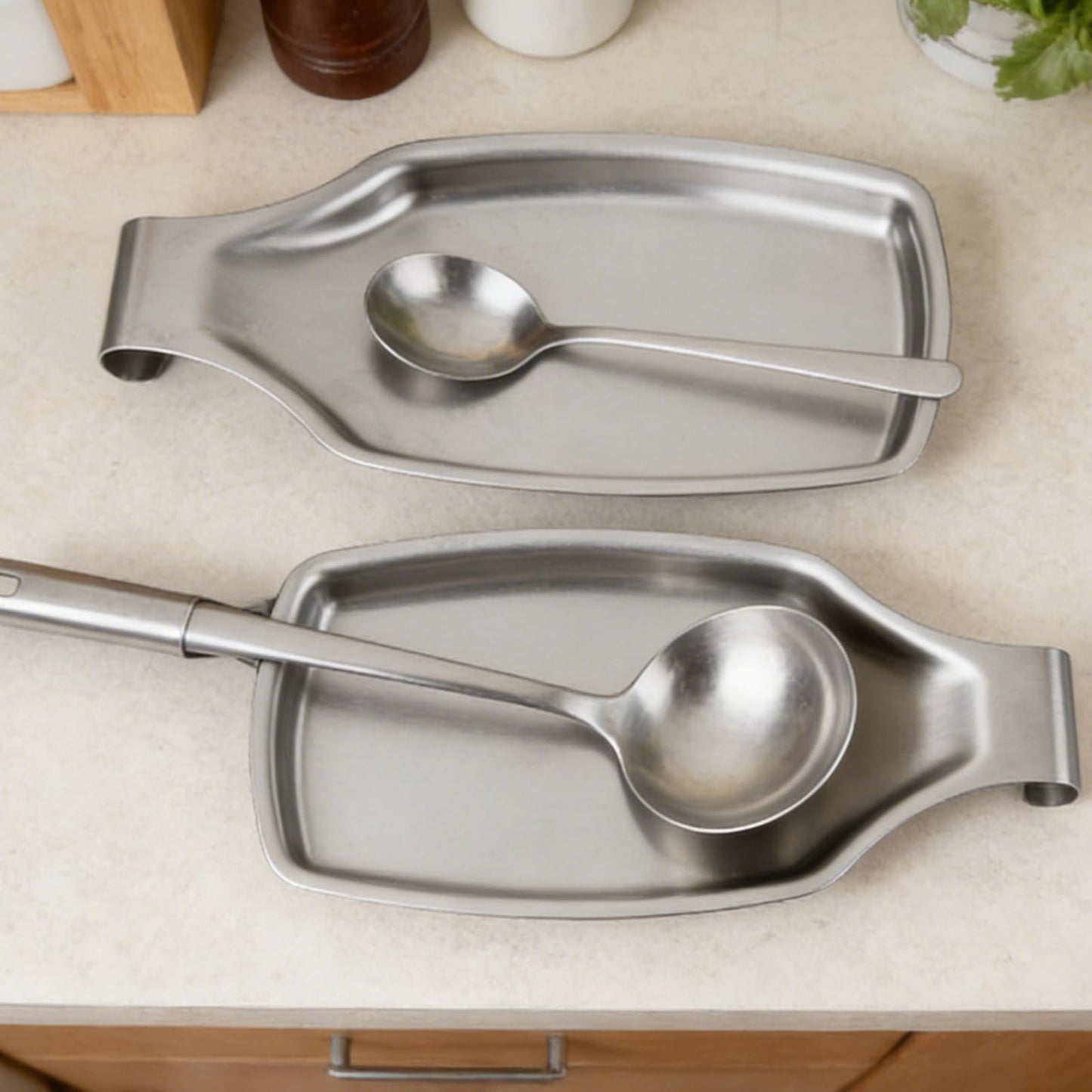 Ghligna 3Pcs Spoon Rest for Stove Top, 304 Stainless Steel Spoon Rest for kitchen counter, Ladles, Tongs, Spatula, 8.1 x 4.3 x 0.6 Inch