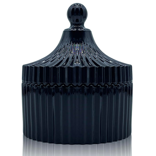 YILUSHENGHUA Colorful Glass Jar With Lid,Halloween Candy Dish,Candy Cookie Jars,Jewelry Box,Decorative Jar(Black)