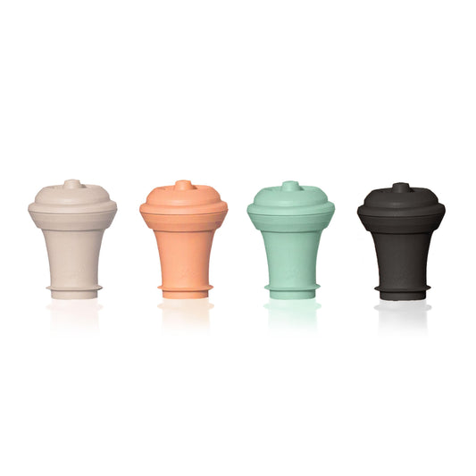 Vacu Vin Wine Stopper Set – 4 Pack Wine Bottle Stopper Cork Alternative – Vacuum Wine Stoppers for Wine Bottles – Reusable Rubber Bottle Stoppers for Wine Saver Pump – Multicolored