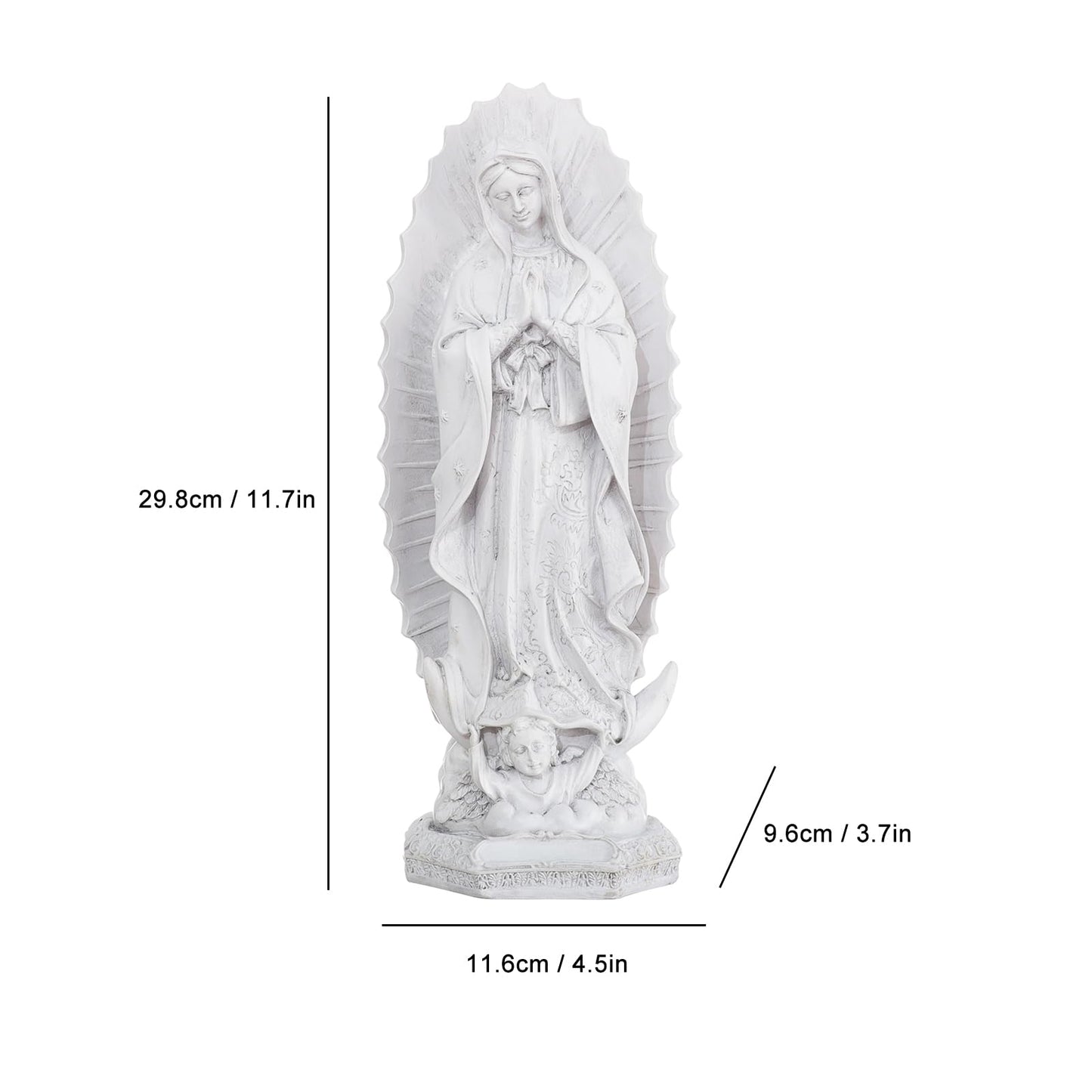 KOMI Virgen de Guadalupe Statue 12 Inch Resin Our Lady of Guadalupe Mexico Figure Statue for Home Altar Decor Blessed Holy Mother Virgin Mary Sculpture Catholic Gifts