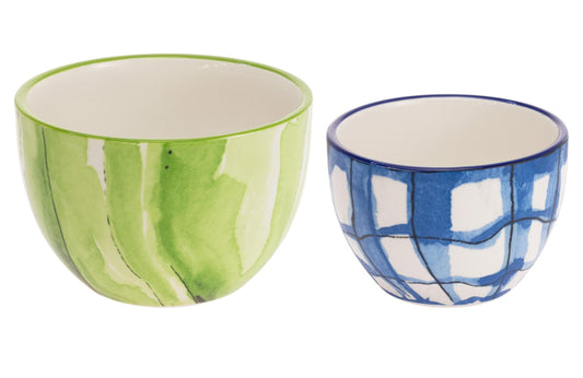 Boston International Ceramic Bowls Fall Autumn Thanksgiving Nesting Serving Bowl Set, 2 Sizes, Chinoiserie Pumpkins