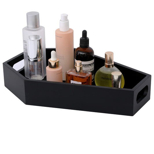 ZJPZYXDHZFC Gothic Coffin Decor Gothic Wooden Makeup Organizer for Vanity,Spooky Halloween Decor for Bathroom,Living Room or Bedroom Witchy Gifts for Women-Black