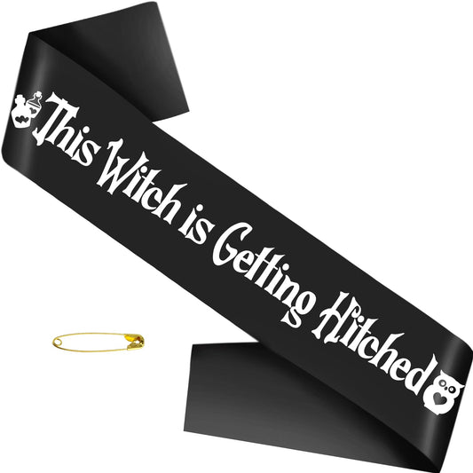 JXYCBZYing Black This Witch is Getting Hitched Sash, Halloween Bride to Be Sash, Witchy, Halloween Themed Bachelorette, Engagement, Bridal Shower, Wedding Party Supplies, Accessories, Decorations