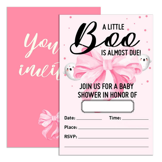 Halloween Baby Shower Girl Invitation Set of 20, 4"x6" Pink Invites Card