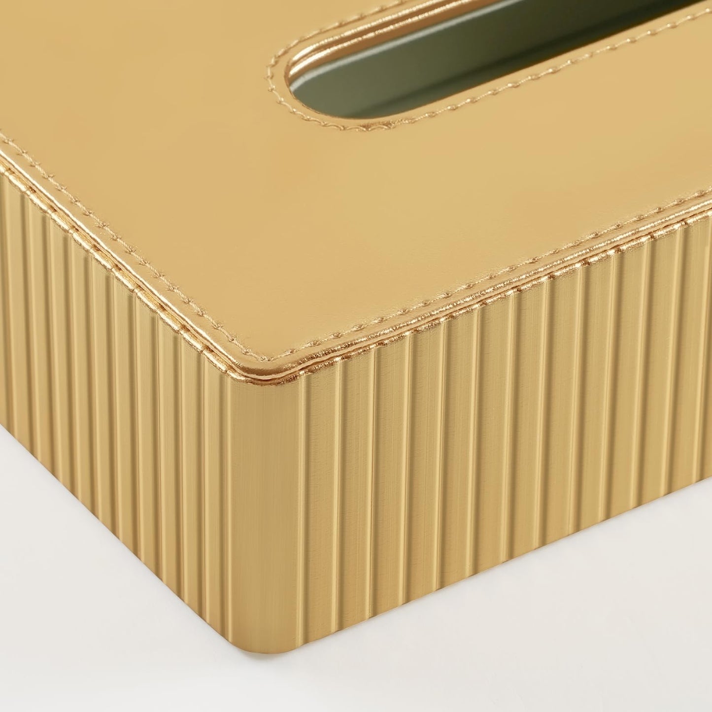 NICLNGSH PU Leather Short Tissue Box Cover Rectangle, Small Tissue Box Holder with Magnetic Closure, Decorative Rectangular Tissue Holder for Bathroom Car Office (Gold)