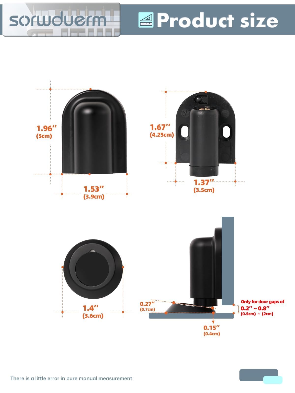 SORWDUERM 1 Pack Black Door Stopper Magnetic Door Cathc Matte Black Floor Mounted Door Stop Keep Door Open with Screws and Adhesive No Drilling