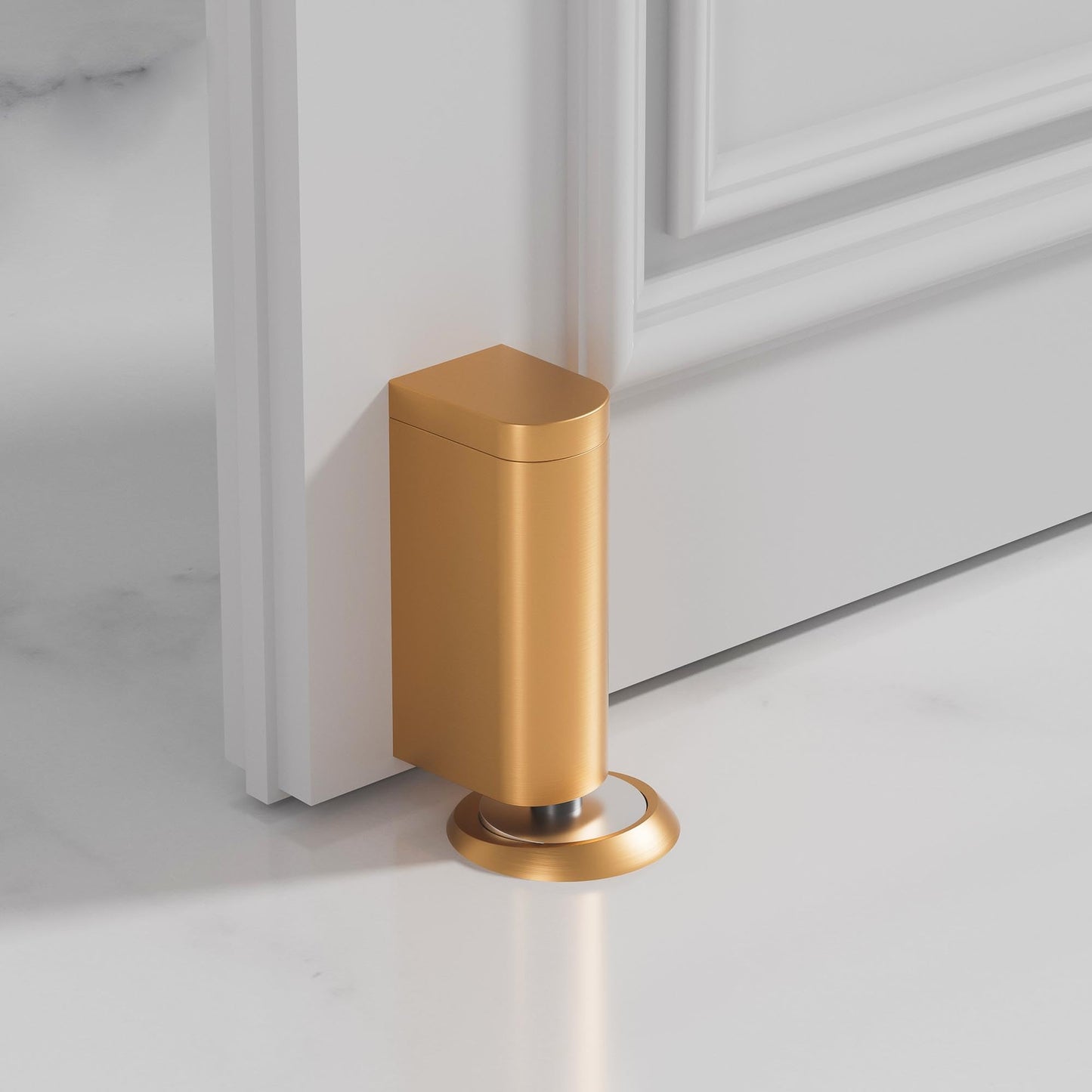 SAILANKA Windproof Magnetic Door Stoppers No Drilling Door Stop Strong Magnet Keep Door Open Door Catch Holder Wall Protect with Screws and Adhesive, Matte Gold, 1 Pack