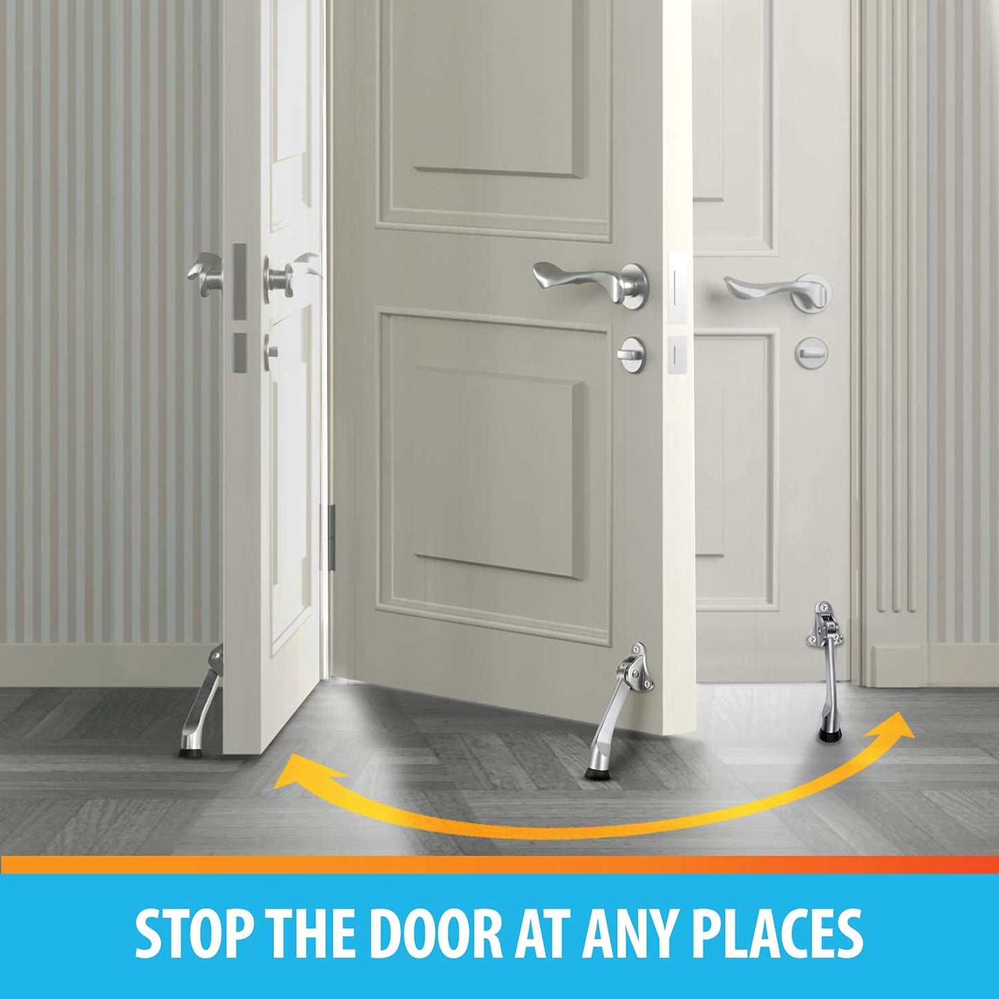 2 Pack 4 Inch Non-Slip Rubber Metal Door Stoppers - Kickstand, Hinge, Holder