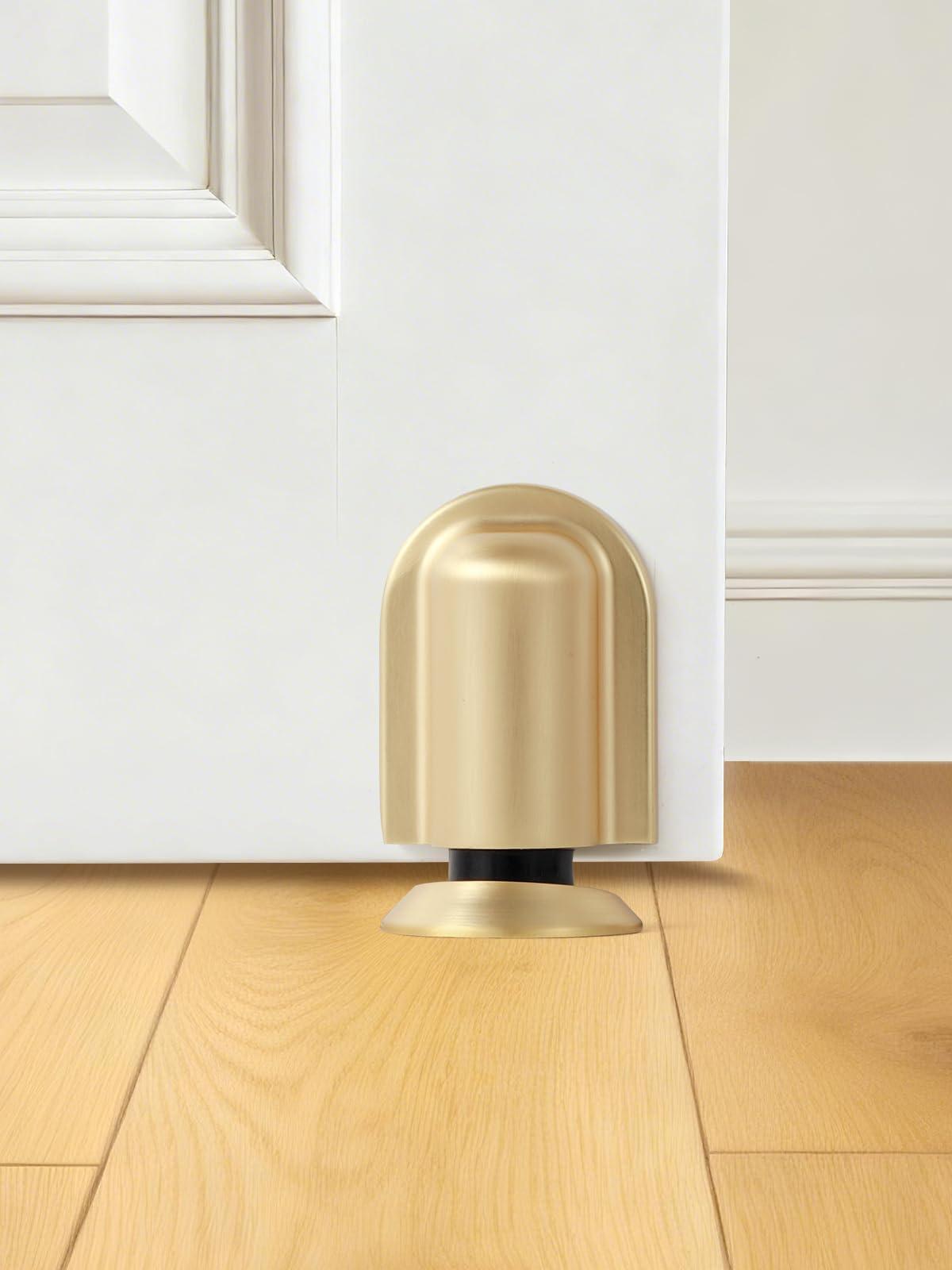 SORWDUERM 2 Pack Gold Door Stopper Magnetic Door Cathc Brushed Gold Floor Mounted Door Stop Keep Door Open with Screws and Adhesive No Drilling
