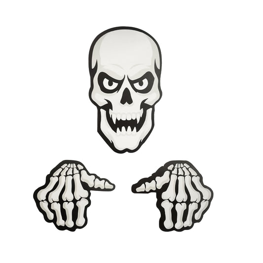Outdoor Halloween Decorations Scary 3-Piece Wooden Plaque Set with Skeleton Characters Spooky Lawn Decor for Yard, Garden & Haunted Fences Monster Themed Horror Decor