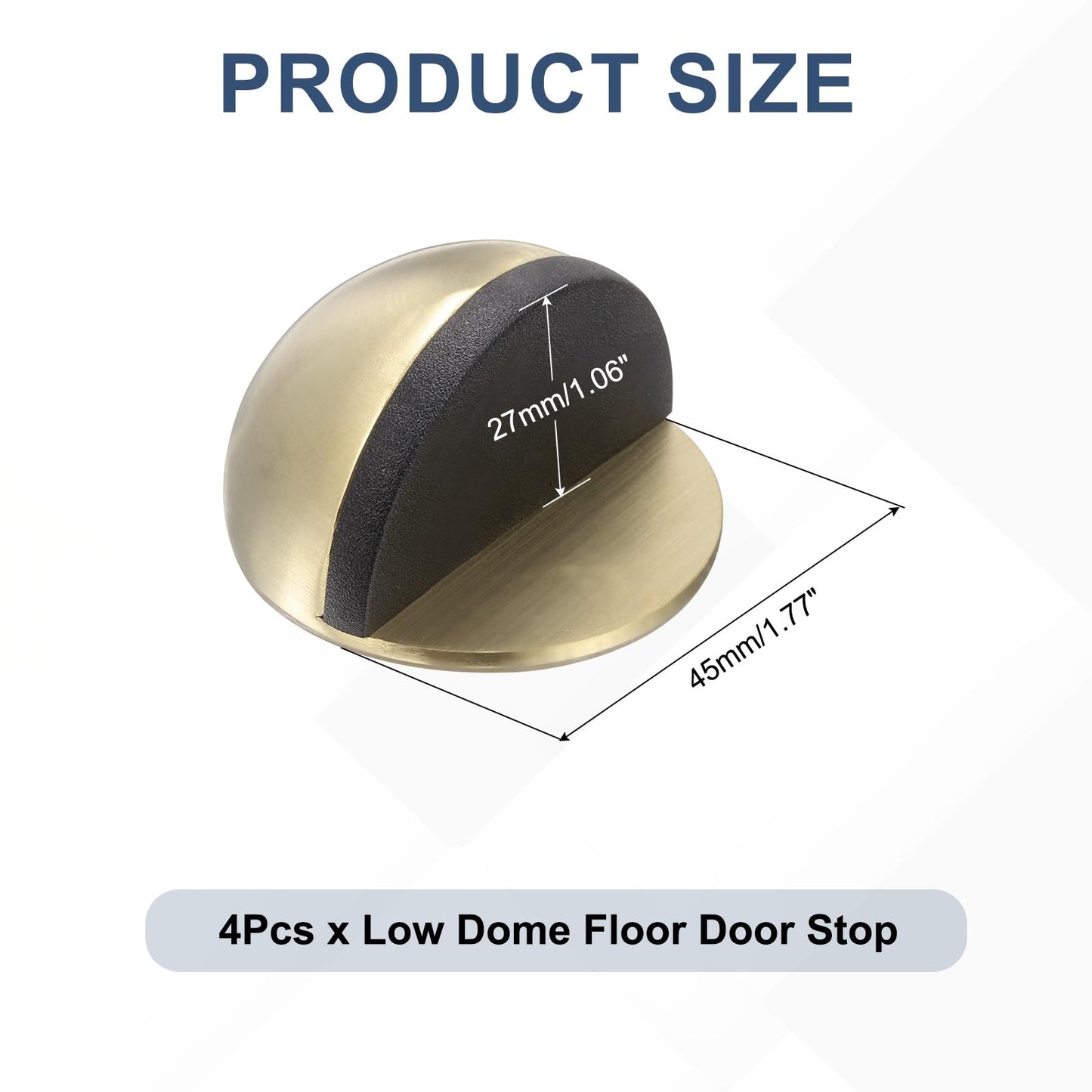 uxcell 4 Pack Low Dome Floor Door Stop, 45mm Dia. Self Adhesive Door Stoppers, No Drilling Stainless Steel Half Dome Rubber Bumper Wall Protector for Bedroom Bathroom, Bronze