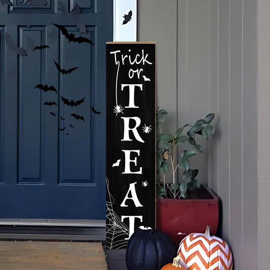 Halloween Porch Sign Trick Or Treat Sign Fall Sign For Front Porch Wooden Welcome Sign Vertical Yard Standing Home Decor For Patio Front Door Porch