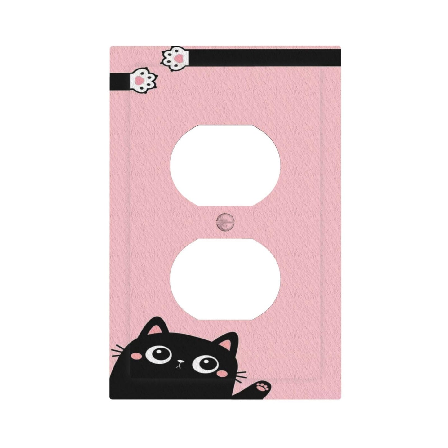 Yamxbfa Decorative Outlet Covers Cute Kitten Black Cat Pink Background 1 Gang Wall Plate Cover Receptacle Duplex Light Switch Cover Plate Single Dual Plug Covers Electrical Switchplate Faceplate