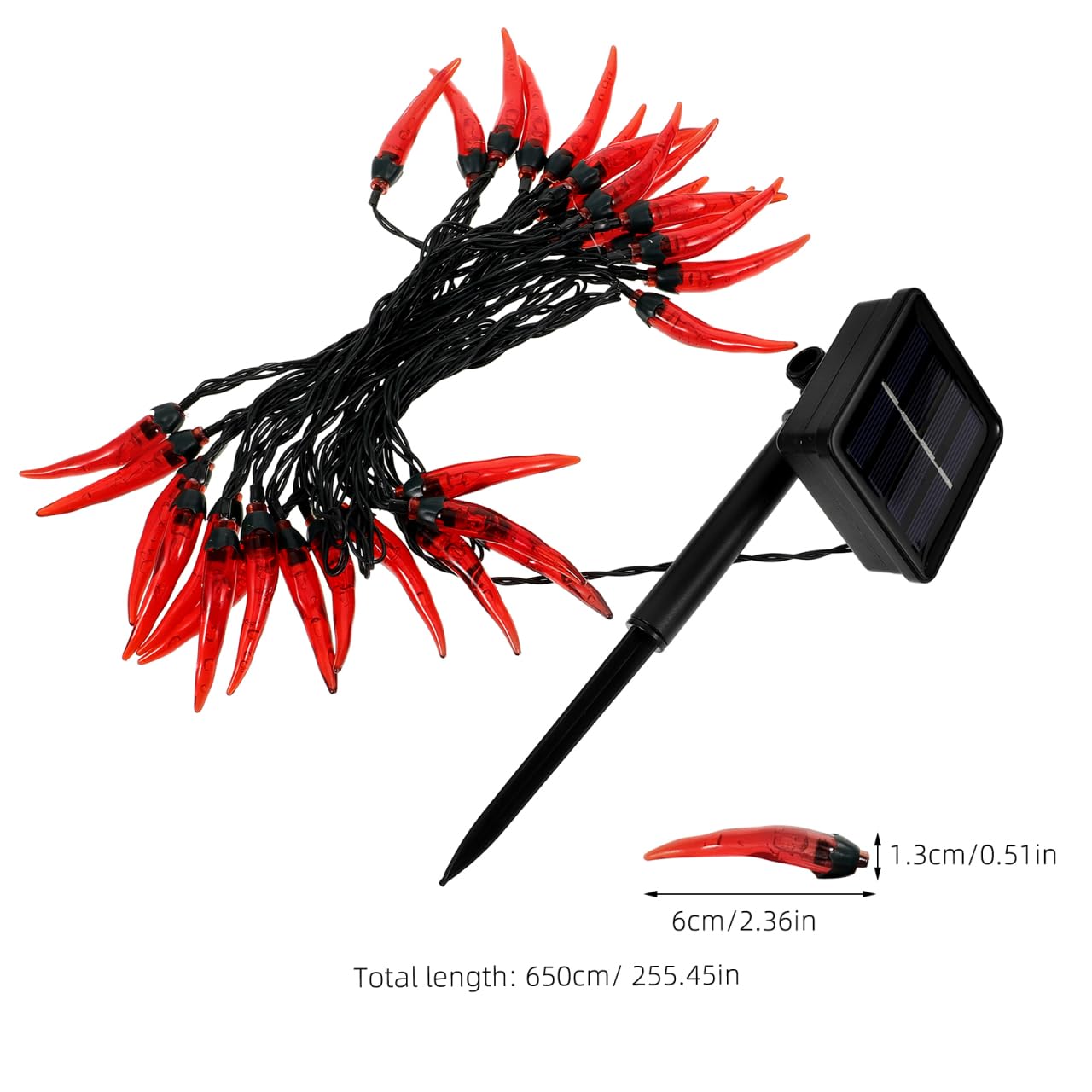 Hemobllo Solar Pepper String Lights, Red LED Outdoor Fairy Lights Waterproof & Automatic Charging for Garden, Patio, Party & Christmas Decor