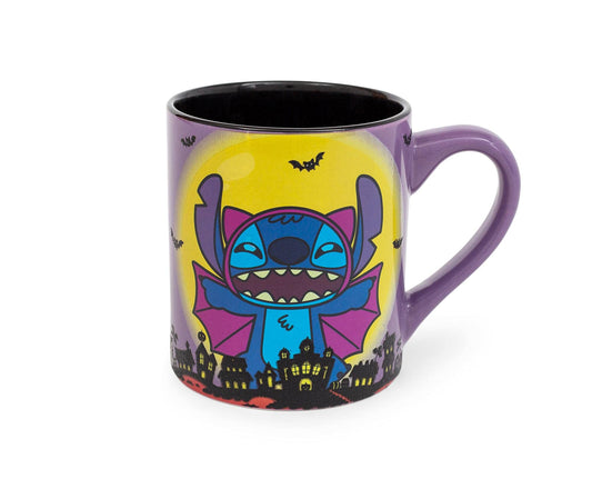 Lilo & Stitch Vampire Ceramic Glitter Mug | Official Disney Kitchen Accessories | Oversized Coffee Cup For Home Kitchen Bar Set | Halloween Gifts | Holds 14 Ounces