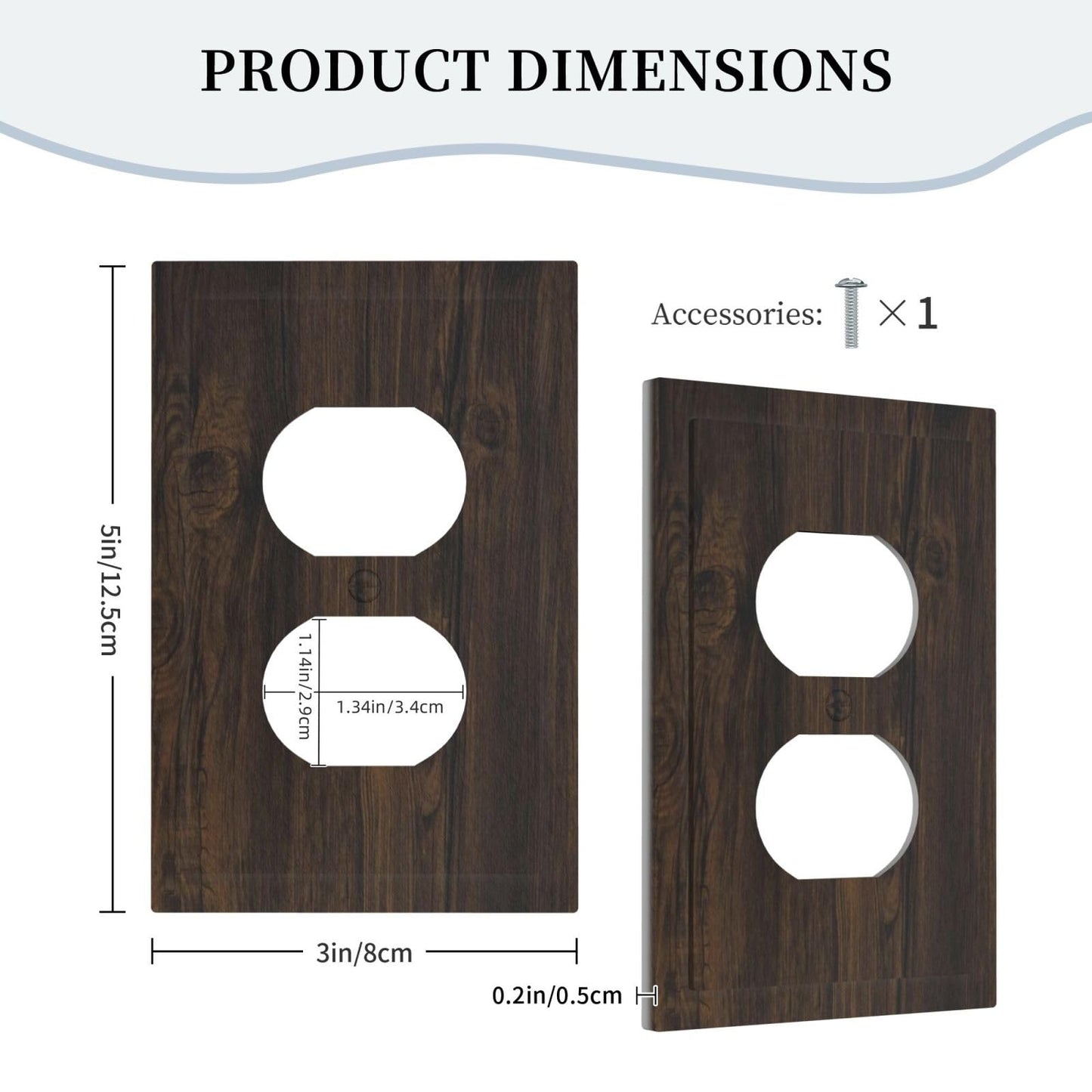 Wmhusu Outlet Covers Dark Brown Wood Texture Rustic Plank 1 Gang Duplex Light Switch Cover Plate Decorative Wall Plates Electrical Switchplate Receptacle Cover for Cabin Bedroom Decor（2Pack）
