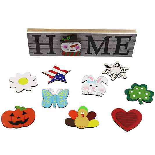 Alnicov “Home” Letter Sign Table Decoration Set with 10 Pieces Lovely Interchangeable Wooden Decor Sign Table Ornaments for Dinner Room Decor Table Topper