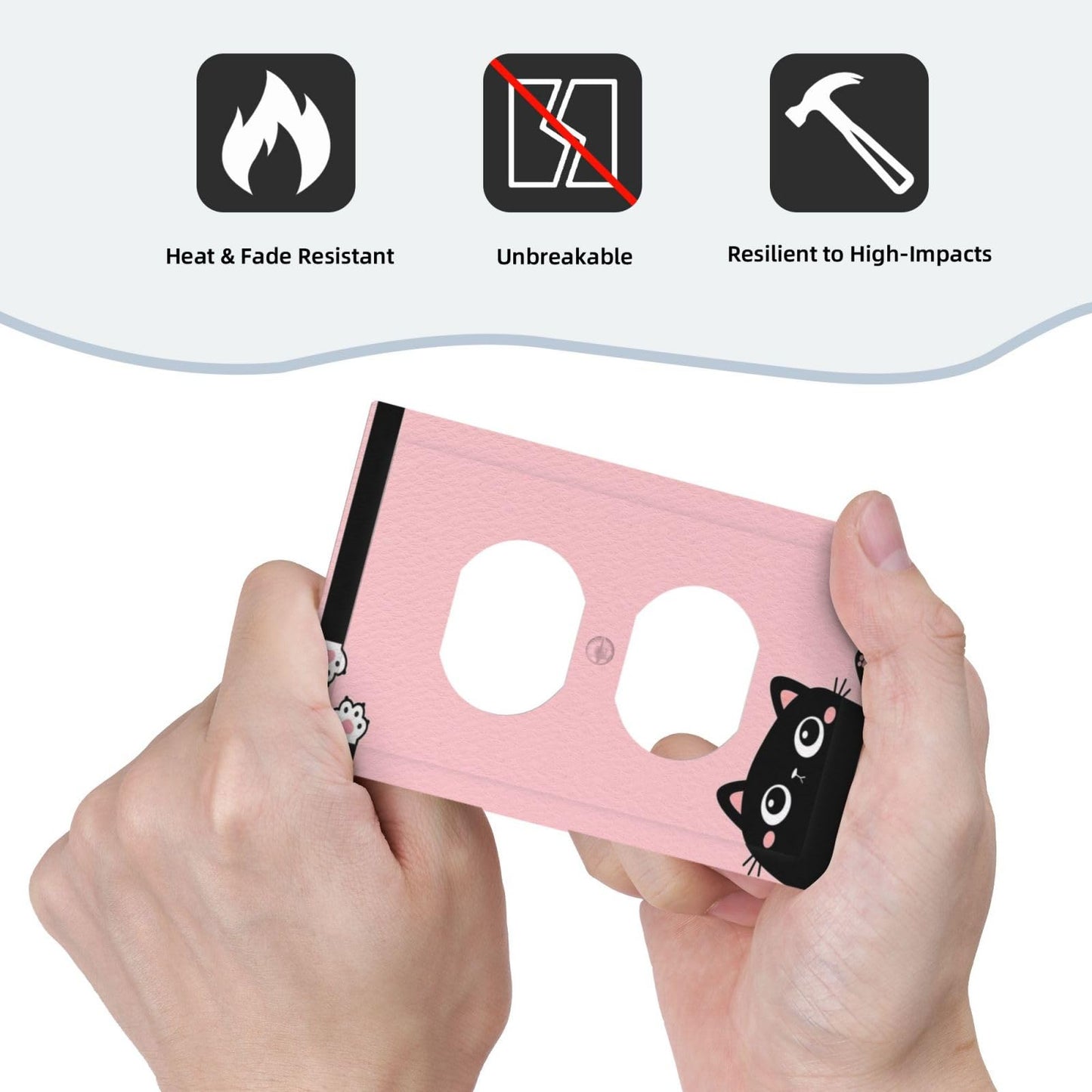 Yamxbfa Decorative Outlet Covers Cute Kitten Black Cat Pink Background 1 Gang Wall Plate Cover Receptacle Duplex Light Switch Cover Plate Single Dual Plug Covers Electrical Switchplate Faceplate