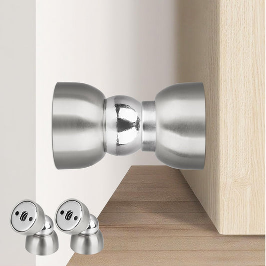 TOPTAKE Powerful Magnetic Door Stopper - 2 Pcs Stainless Steel Mini Door Stop, Heavy Duty Magnetism Door Holder for Bedroom, Bathroom, Kitchen, Home, Office (Stainless Steel)