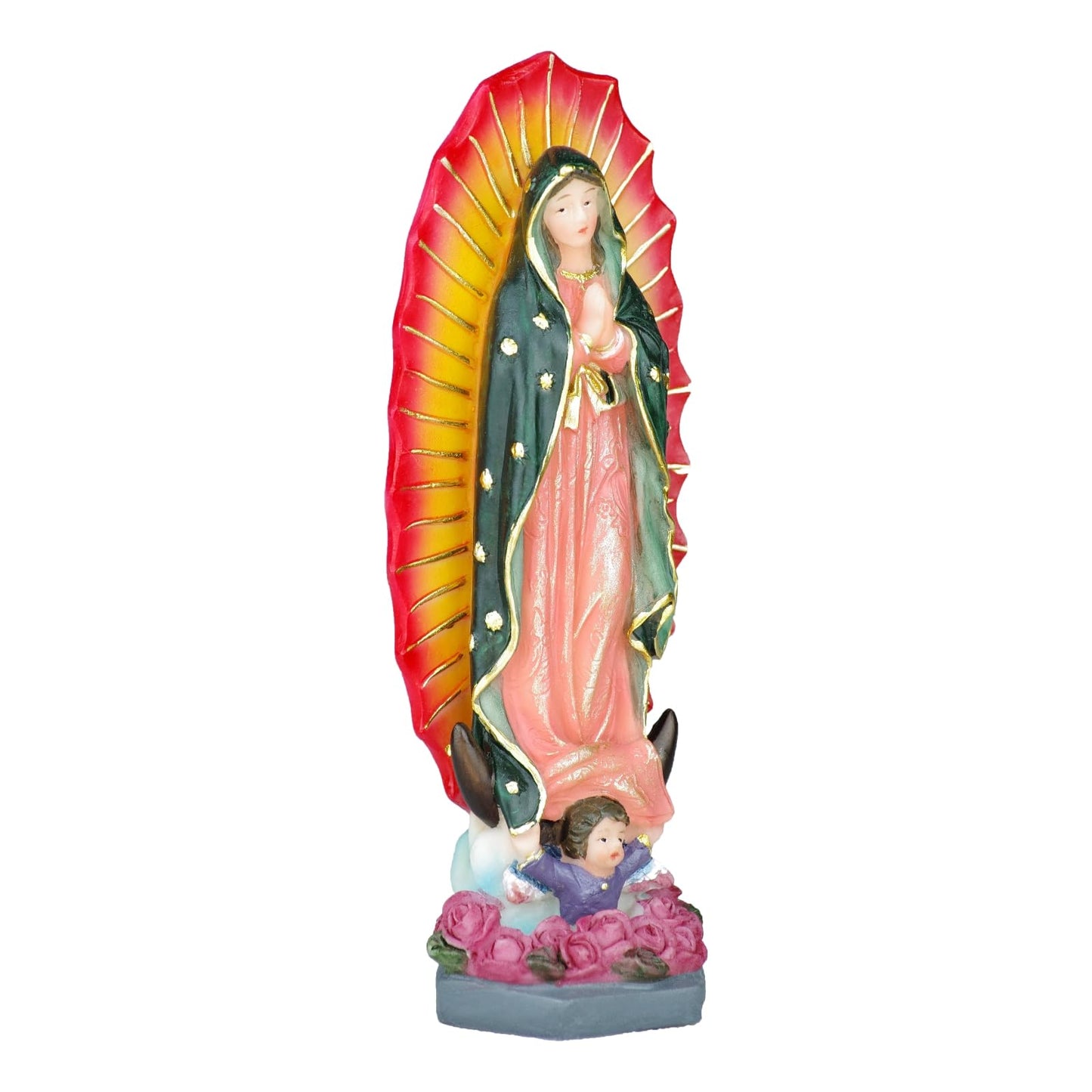 PSYHILAR Our Lady of Guadalupe Statue, Small Virgen de Guadalupe Statues, 6 Inch Mexico Virgin Mary Figurine, Handcrafted Virgencita Maria Estatua Resin Catholic Religious Decor