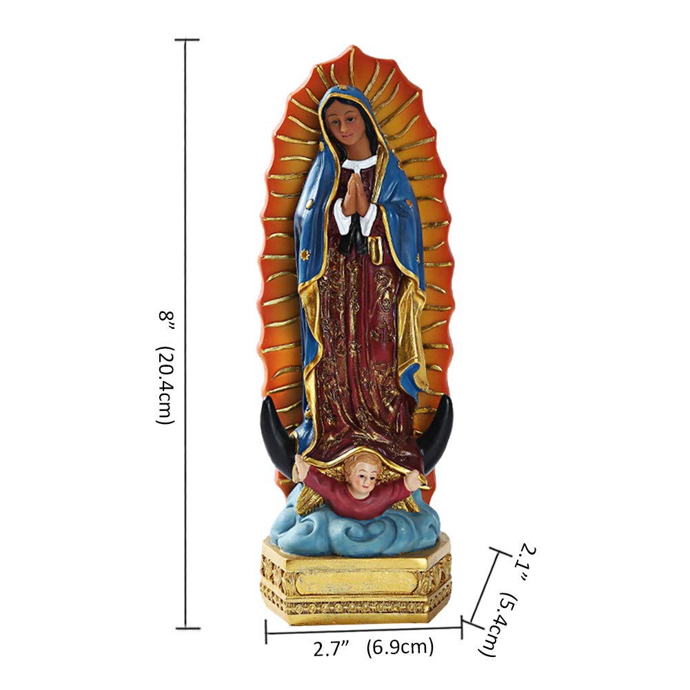 Lependor Our Lady of Guadalupe The Blessed Virgin Mary Resin Statue Sculpture, The Blessed Mother of The Immaculate Comception Home Madonna Figurine - Colored Our Lady