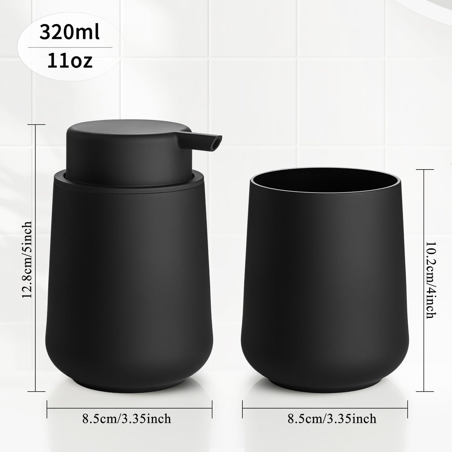 zuxzmj Matte Black Bathroom Toothbrush Holder Set Plastic Foaming Hand Soap Dispenser and Toothbrush Holders 2 Piece
