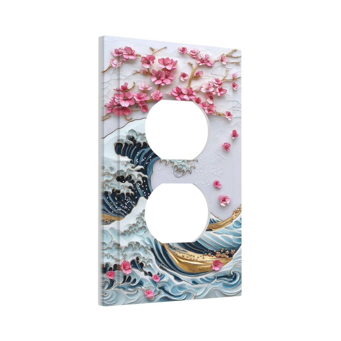 Annisrak Outlet Covers The Great Wave Off Kanagawa With Sakura 1 Gang Duplex Wall Plate Decorative Switch Plates Electrical Receptacle Faceplate Light Switch Cover for Bedroom Bathroom Decor