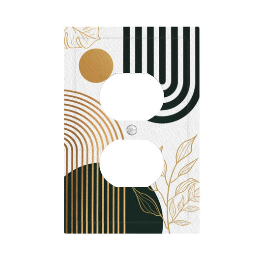 JDAKHD Mid Century Boho Decorative Outlet Covers Abstract 1 Gang Duplex Decorative Wall Plate Modern Sun Minimalist Aesthetic Arch Curve Leaves Geometric Light Switch Plate Covers Faceplate
