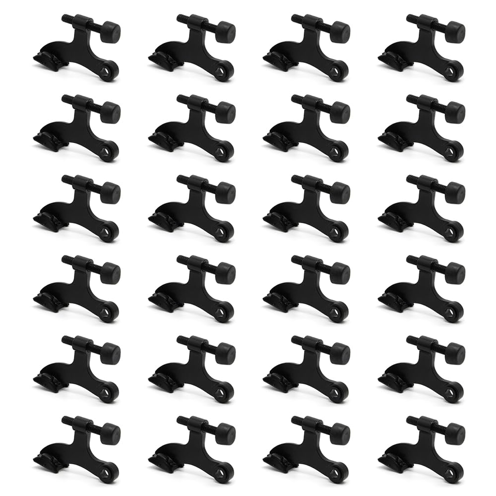 24 Pack Hinge Pin Black Door Stopper, Adjustable Heavy Duty Hinge Pin Door Stop with Black Rubber Bumper Tips