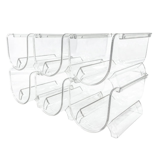 Sutekus 6 Pack Stackable Wine Rack Wine Holder Water Bottle Holder Plastic Counter Top Storage Organizer for Fridge, Cabinet, Pantry, Kitchen