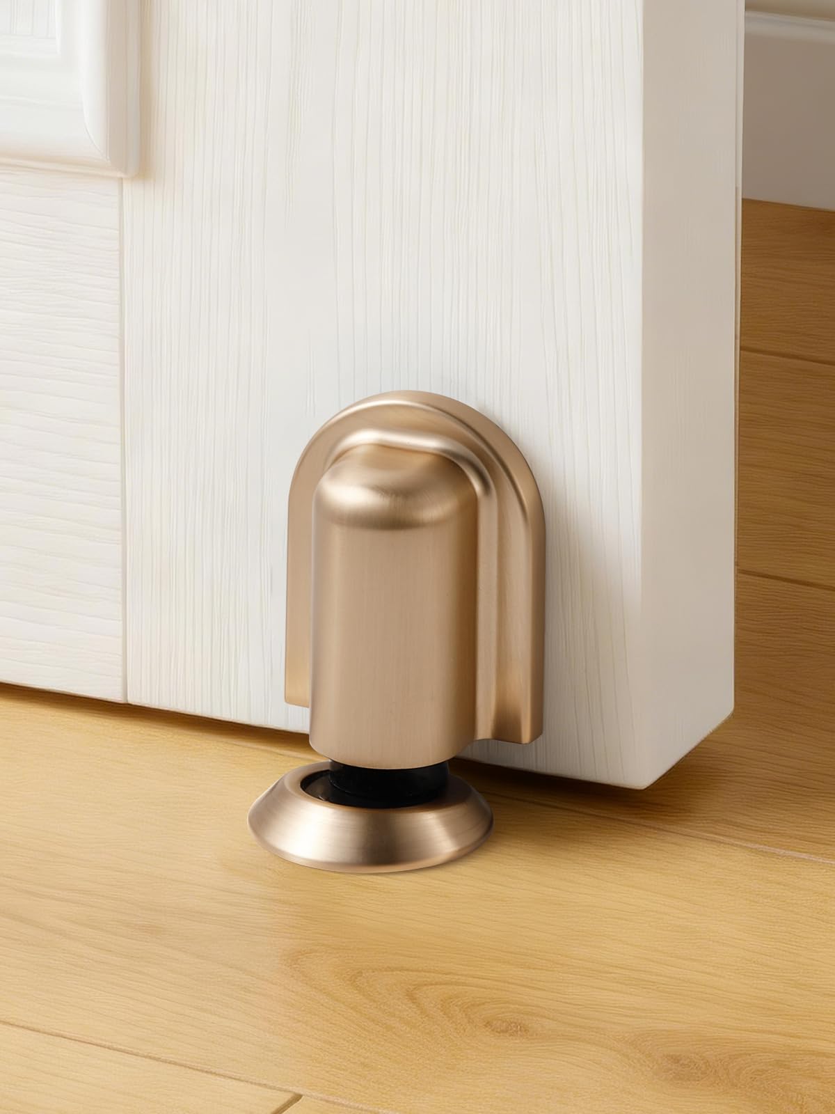 SORWDUERM 2 Pack Champagne Bronze Door Stopper Magnetic Door Cathc Matte Black Floor Mounted Door Stop Keep Door Open with Screws and Adhesive No Drilling