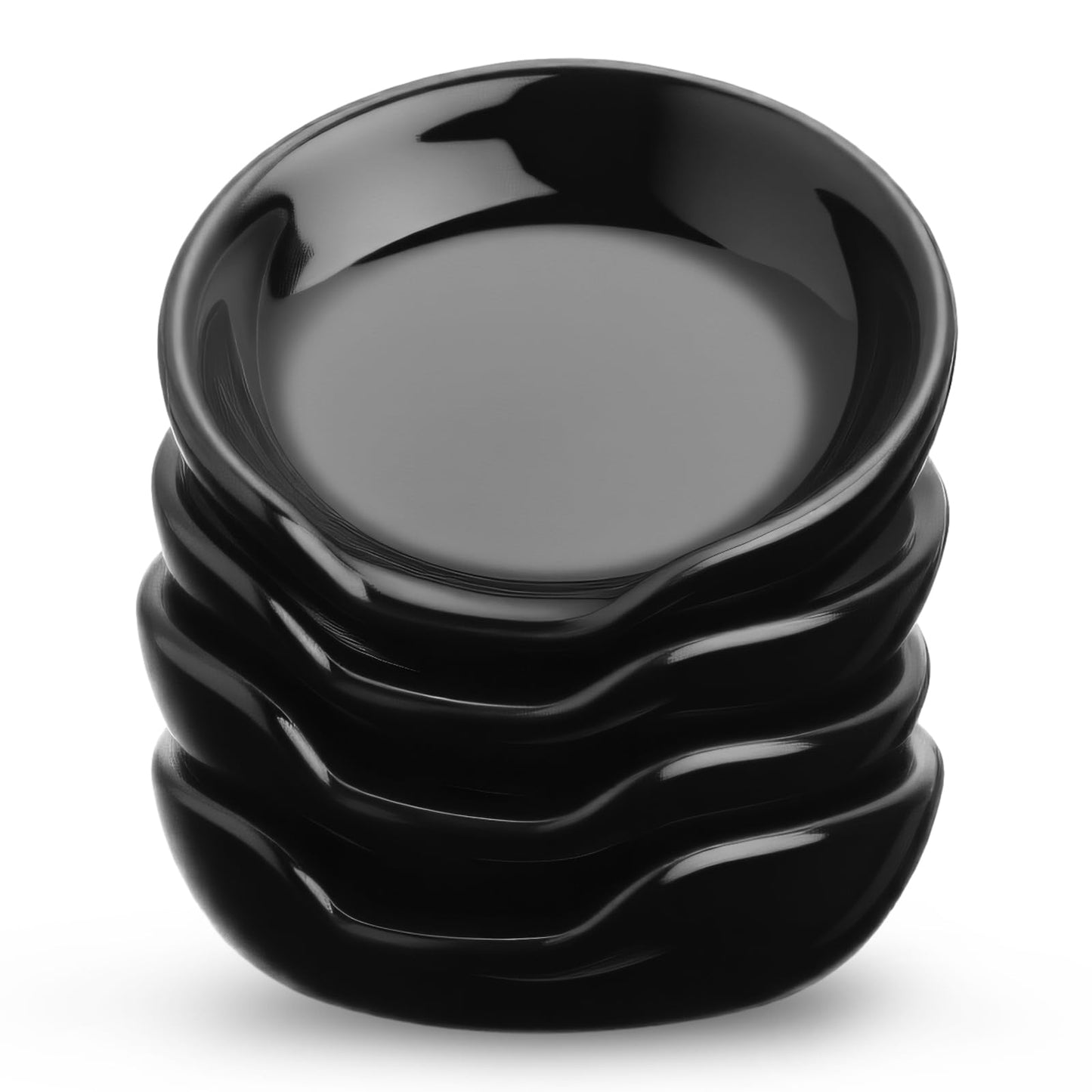Boao 2.7 Inches Mini Ceramic Spoon Rests, Gold Rim Kitchen Spoon Rests, Mini Cooking Spoon Holder for Stove Top Countertop, Teaspoon Rest, Coffee Stir Spoon Rest (Black,4 Pieces)
