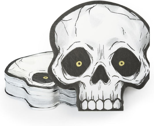 Cheerland Skull Napkins 50 Pcs Halloween Napkin Disposable Black White Skeleton Napkin Gothic Party Tableware Kids Birthday Skull Party Favors Kids Halloween Party Supplies Paper Skeleton
