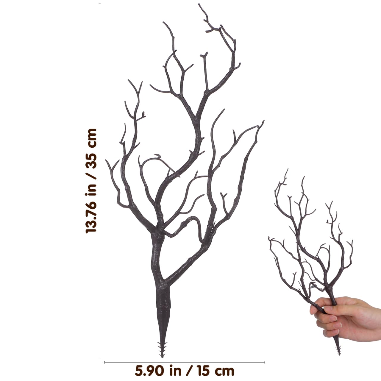 LIFKOME Artificial Antler Dried Tree Branches 13.76'' Art Witch Antler Branch Decorative Plant Twigs Plastic Dry Branches Decor for Wedding Christmas Party Home Supplies Brown 4pcs